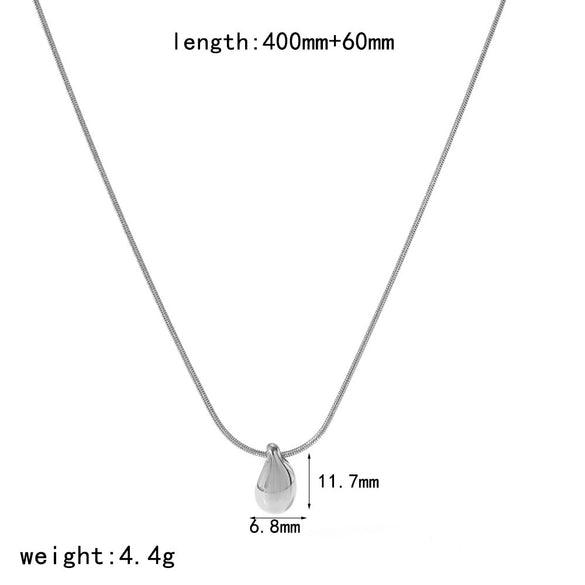 Wholesale Women's Stainless Steel And Titanium Steel Necklace With 18K Gold Water Drop Pendant And Round Snake Chain Pvd Furnace Vacuum Real Gold Plated
