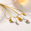 Wholesale Women's Stainless Steel And Titanium Steel Necklace With 18K Gold Water Drop Pendant And Round Snake Chain Pvd Furnace Vacuum Real Gold Plated