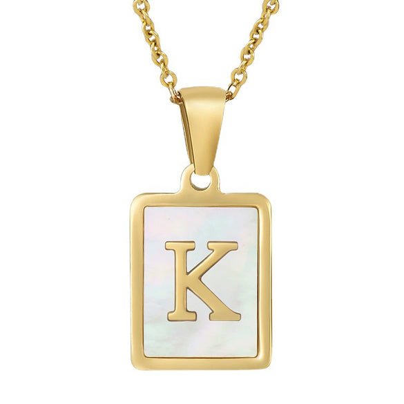 Wholesale Women's 316L Stainless Steel And 316L Stainless Steel Necklace With Natural Shells Letters Numbers Text Pattern 18K Gold Plated Vacuum Electroplating In Furnace Cross Chain Style
