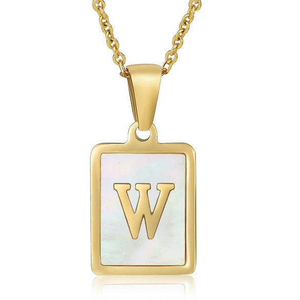 Wholesale Women's 316L Stainless Steel And 316L Stainless Steel Necklace With Natural Shells Letters Numbers Text Pattern 18K Gold Plated Vacuum Electroplating In Furnace Cross Chain Style