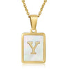 Wholesale Women's 316L Stainless Steel And 316L Stainless Steel Necklace With Natural Shells Letters Numbers Text Pattern 18K Gold Plated Vacuum Electroplating In Furnace Cross Chain Style