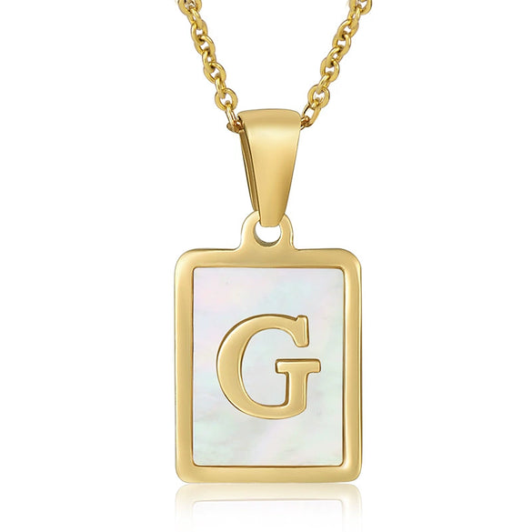 Wholesale Women's 316L Stainless Steel And 316L Stainless Steel Necklace With Natural Shells Letters Numbers Text Pattern 18K Gold Plated Vacuum Electroplating In Furnace Cross Chain Style