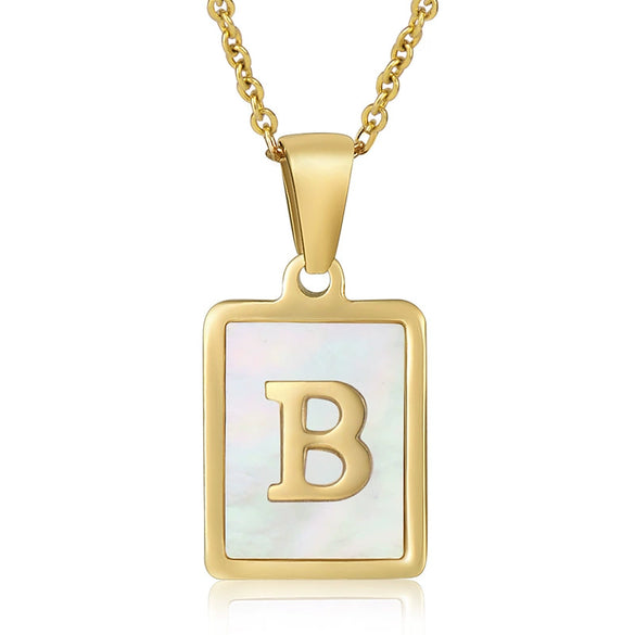 Wholesale Women's 316L Stainless Steel And 316L Stainless Steel Necklace With Natural Shells Letters Numbers Text Pattern 18K Gold Plated Vacuum Electroplating In Furnace Cross Chain Style