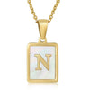 Wholesale Women's 316L Stainless Steel And 316L Stainless Steel Necklace With Natural Shells Letters Numbers Text Pattern 18K Gold Plated Vacuum Electroplating In Furnace Cross Chain Style