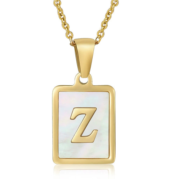 Wholesale Women's 316L Stainless Steel And 316L Stainless Steel Necklace With Natural Shells Letters Numbers Text Pattern 18K Gold Plated Vacuum Electroplating In Furnace Cross Chain Style