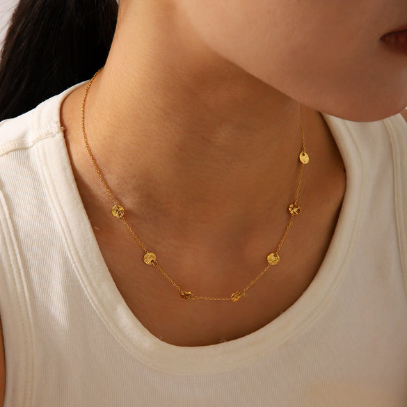 Wholesale Women's Stainless Steel And Titanium Steel Ochain Necklace With Geometric Pattern And Electroplating Treatment