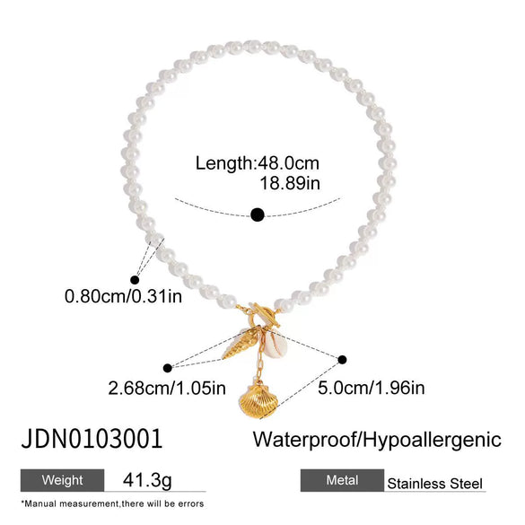 Wholesale Women's Stainless Steel And Titanium Steel Pearl Necklace With Geometric Pattern Electroplated Light Luxury Niche Style