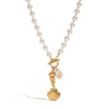 Wholesale Women's Stainless Steel And Titanium Steel Pearl Necklace With Geometric Pattern Electroplated Light Luxury Niche Style