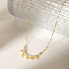 Wholesale Women's Stainless Steel And Titanium Steel Pearl Necklace With Geometric Pendant And Ochain Electroplated Design