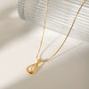 Wholesale Women's Stainless Steel And Titanium Steel Pearl Pendant Necklace With Hollow Water Drop And Geometric Pattern And Electroplating Treatment