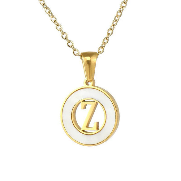 Wholesale Women's Stainless Steel And Titanium Steel Round Hollow Letter Design Clavicle Chain Necklace With Electroplating