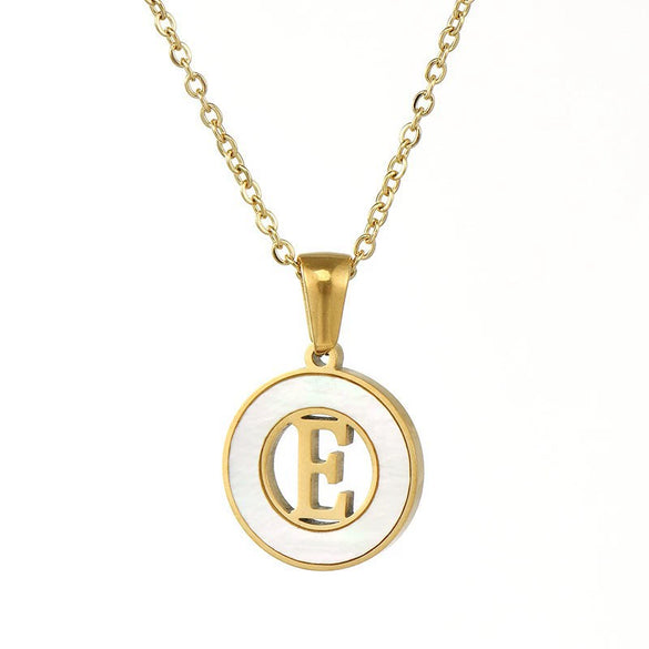 Wholesale Women's Stainless Steel And Titanium Steel Round Hollow Letter Design Clavicle Chain Necklace With Electroplating