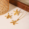 Wholesale Women's Stainless Steel And Titanium Steel Starfish And Geometric Pendant Necklace With Electroplating