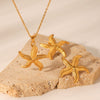 Wholesale Women's Stainless Steel And Titanium Steel Starfish And Geometric Pendant Necklace With Electroplating