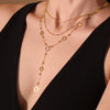 Wholesale Women's Stainless Steel And Titanium Steel Tassel Zircon Flower Bead Necklace With Geometric Pattern And Electroplating Multilayered Light Luxury Design