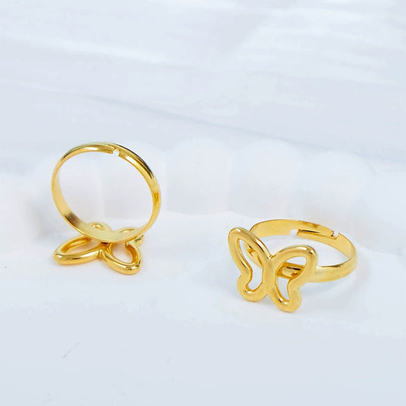 Wholesale Women's Stainless Steel Animal Butterfly Hollow Open Design Fashion Niche Ancient Ring With Electroplating