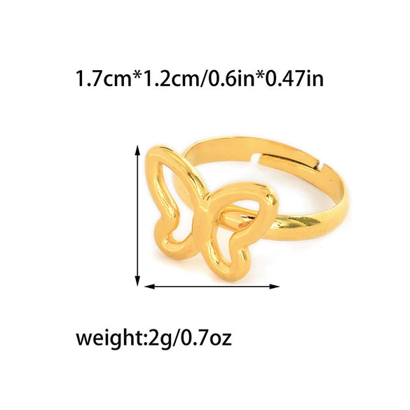 Wholesale Women's Stainless Steel Animal Butterfly Hollow Open Design Fashion Niche Ancient Ring With Electroplating