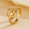 Wholesale Women's Stainless Steel Animal Crab Opening Adjustable Hip Hop Ring With Electroplating