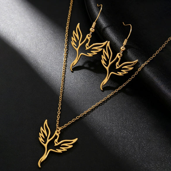 Wholesale Women's Stainless Steel Animal Pattern Electroplated Jewelry Set With O Word Chain Earrings And Necklaces