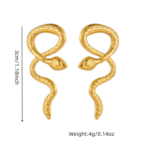 Wholesale Women's Stainless Steel Animal Snake Earrings Gold Plated Electroplated Non Fading