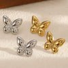 Wholesale Women's Stainless Steel Animal Zodiac Butterfly Earrings Vacuum Real Gold Plated