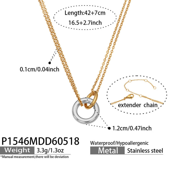 Wholesale Women's Stainless Steel Animal Zodiac Geometric Round Pendant Necklace With Electroplating