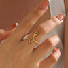 Wholesale Women's Stainless Steel Animal Zodiac Snake Open Ring With Electroplating
