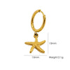 Wholesale Women's Stainless Steel Animals Zodiac Handmade Fine Throwing Vacuum In Furnace Polished Starfish Pendant Earrings