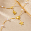 Wholesale Women's Stainless Steel Anklet With Ocean Series Animal And Zodiac Pattern Pendant And Tassel Chain