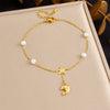 Wholesale Women's Stainless Steel Anklet With Ocean Series Animal And Zodiac Pattern Pendant And Tassel Chain