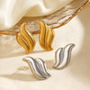 Wholesale Women's Stainless Steel Asymmetric Wing Geometric Earrings Vacuum Electroplated