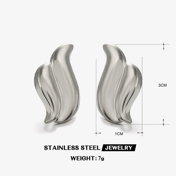Wholesale Women's Stainless Steel Asymmetric Wing Geometric Earrings Vacuum Electroplated