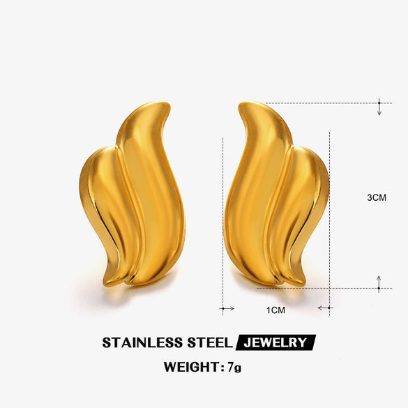Wholesale Women's Stainless Steel Asymmetric Wing Geometric Earrings Vacuum Electroplated