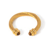 Wholesale Women's Stainless Steel Asymmetrical Opening Tiger Eye Stone Bead Ring Jewelry With Geometric Pattern And Electroplating Treatment