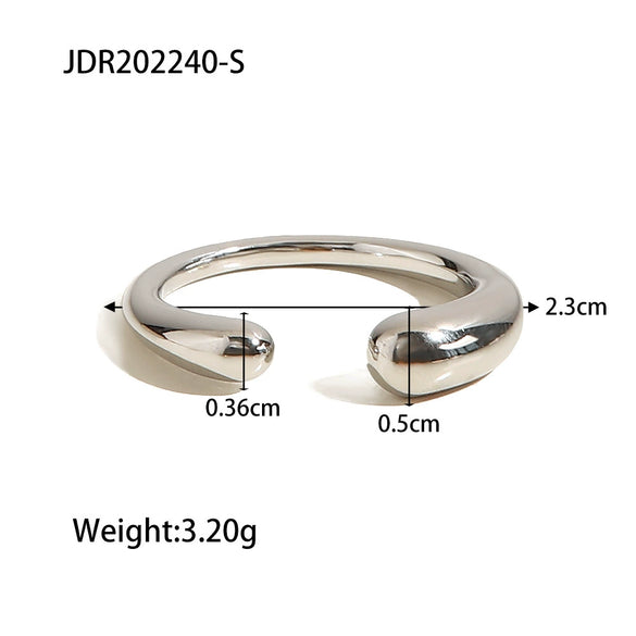 Wholesale Women's Stainless Steel Asymmetrical Opening Tiger Eye Stone Bead Ring Jewelry With Geometric Pattern And Electroplating Treatment