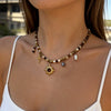 Wholesale Women's Stainless Steel Beaded Geometric Multipendant Necklace With Polished Plating