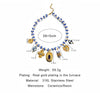 Wholesale Women's Stainless Steel Blue And White Porcelain Beaded Multipendant Necklace With Polished Electroplating And Handmade Beaded Chain
