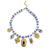Wholesale Women's Stainless Steel Blue And White Porcelain Beaded Multipendant Necklace With Polished Electroplating And Handmade Beaded Chain