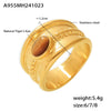 Wholesale Women's 316L Stainless Steel Blue Turquoise Tiger Eye Stone Geometric Twist Pattern Pvd Electroplated Ring