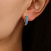 Wholesale Women's Stainless Steel Blue Turquoise Zircon Circle Buckle Earrings Hand Inlaid With Geometric Pattern And Electroplated