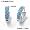 Wholesale Women's Stainless Steel Blue Turquoise Zircon Circle Buckle Earrings Hand Inlaid With Geometric Pattern And Electroplated
