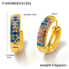 Wholesale Women's Stainless Steel Blue Turquoise Zircon Circle Buckle Earrings Hand Inlaid With Geometric Pattern And Electroplated