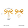 Wholesale Women's Stainless Steel Bow And Geometric Earrings With Electroplating Treatment