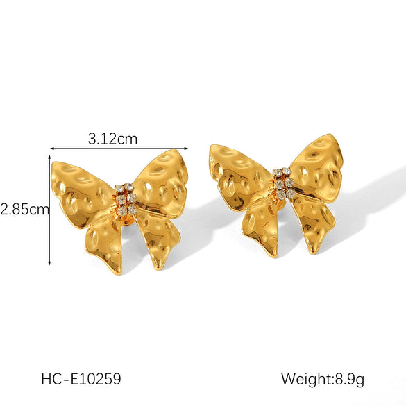 Wholesale Women's Stainless Steel Bow And Geometric Earrings With Electroplating Treatment