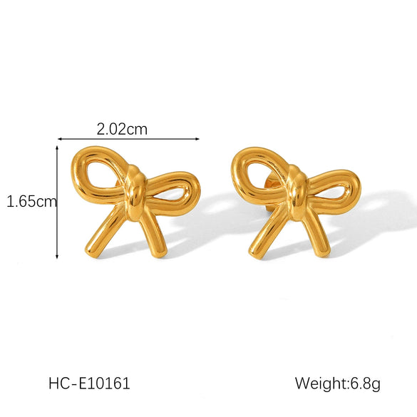 Wholesale Women's Stainless Steel Bow And Geometric Earrings With Electroplating Treatment