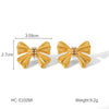 Wholesale Women's Stainless Steel Bow And Geometric Earrings With Electroplating Treatment