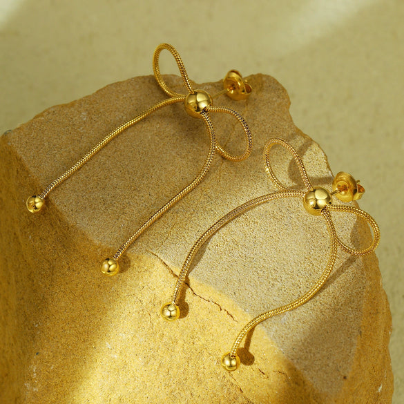 Wholesale Women's Stainless Steel Bow Earrings 18K Goldplated Electroplated Jewelry