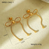 Wholesale Women's Stainless Steel Bow Earrings 18K Goldplated Electroplated Jewelry