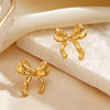 Wholesale Women's Stainless Steel Bow Earrings With Electroplated Finish