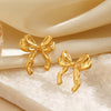 Wholesale Women's Stainless Steel Bow Earrings With Electroplated Finish